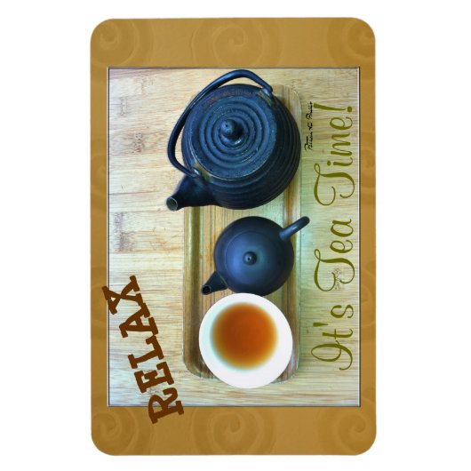 Tea-instelling Fotografie bovengrondse Uitzicht Magneet (Verticaal)