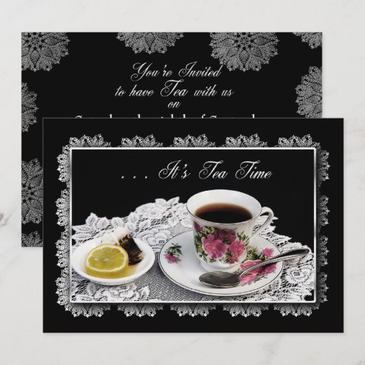 TEA-INVITATIE - TIJD TEA KAART (Voorkant / Achterkant)