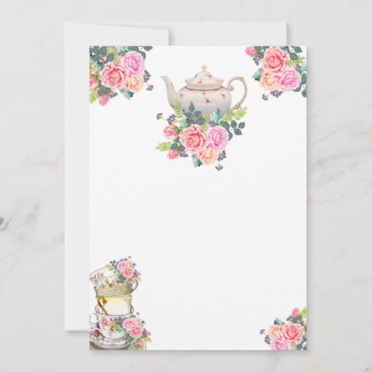 Tea Invitation, tea verjaardagsfeest Kaart (Achterkant)