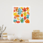 Tea-items in Poster met helderkleurendrukhoek (Keuken)