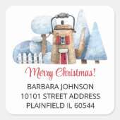 Tea Kettle Home Kerstmis 1,5" Adres Retour Vierkante Sticker (Voorkant)