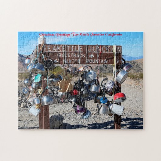 Tea Kettle Junction California. kerstgroet Legpuzzel (Horizontaal)