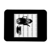 Tea koffiepot kop zwarte witte illustratie retro magneet (Horizontaal)