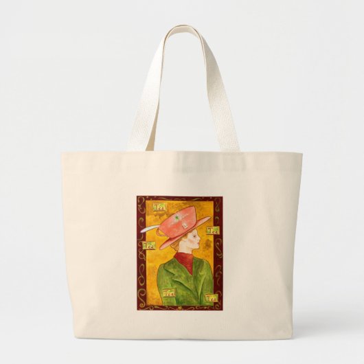 Tea Lady in Green Grote Tote Bag (Voorkant)