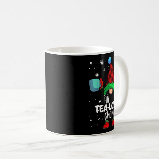 Tea Lover Gnome Red Buffalo Plaid Matching Family  Koffiemok (Voorkant rechts)
