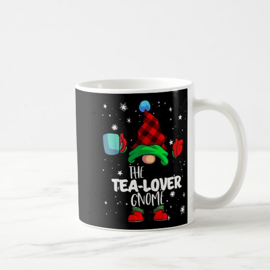 Tea Lover Gnome Red Buffalo Plaid Matching Family Koffiemok (Rechts)