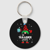 Tea Lover Gnome Red Buffalo Plaid Matching Family  Sleutelhanger (Voorkant)