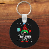 Tea Lover Gnome Red Buffalo Plaid Matching Family  Sleutelhanger (Voorkant)