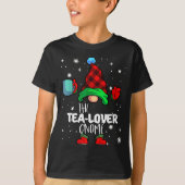Tea Lover Gnome Red Buffalo Plaid Matching Family  T-shirt (Voorkant)