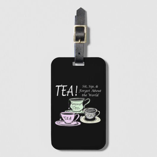 Tea Lover Positivity Quote - Sit Sip Vergeet Bagagelabel (Voorkant (verticaal))