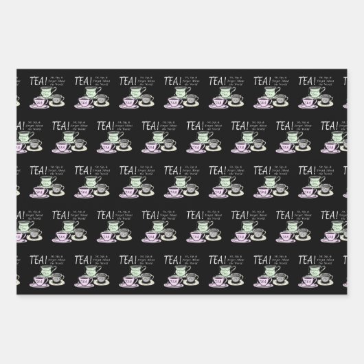 Tea Lover Positivity Quote - Sit Sip Vergeet Inpakpapier Vel (Voorkant)