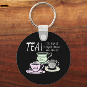 Tea Lover Positivity Quote - Sit Sip Vergeet Sleutelhanger (Voorkant)