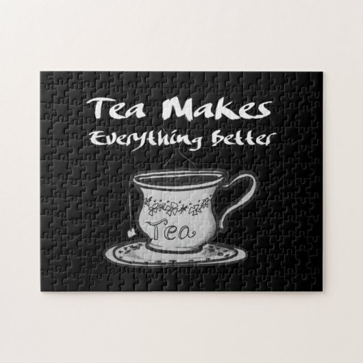 Tea Lover Quote - thee maakt alles beter Legpuzzel (Horizontaal)
