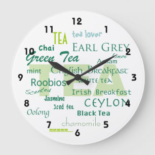 Tea Lover-Shades of Green Word Cloud Grote Klok