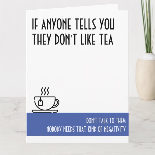 Tea Lover's Large Blue Birthday Kaart (Voorkant)