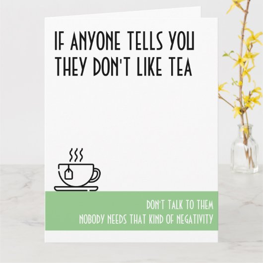 Tea Lover's Large Green Birthday Kaart (Gele Bloem)