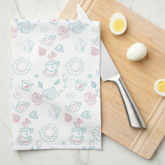 Tea Lovers Time Doodles Theedoek (Quarter Fold)