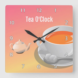 Tea Lovers Wall Clock Vierkante Klok
