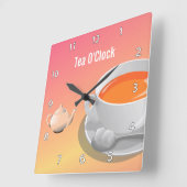 Tea Lovers Wall Clock Vierkante Klok (Hoek)