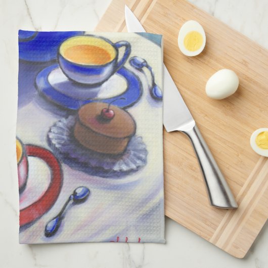 Tea met Cake Tea Towel Theedoek (Quarter Fold)