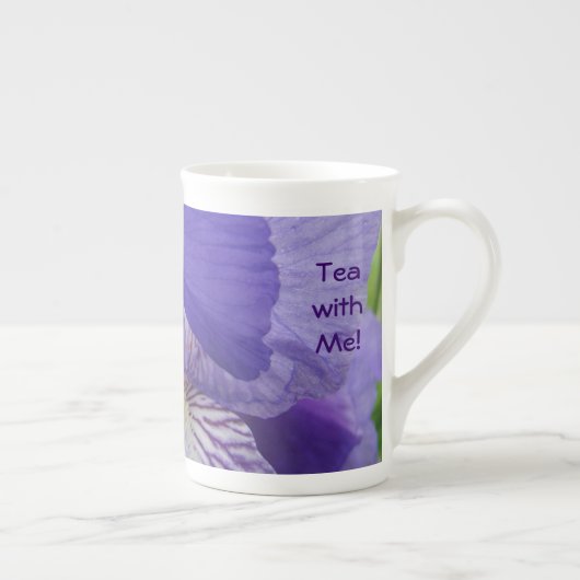 Tea met mij! Bone Chine Tea Cup Iris Flower Porselein Kop (Rechts)