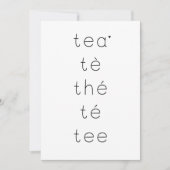 Tea - minimalistic typography card kaart (Voorkant)