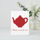 Tea moderne rode theepot briefkaart (Staand voorkant)