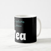 Tea | Naam Blauwgroen stijlvolle zwarte typografie Koffiemok (Voorkant rechts)