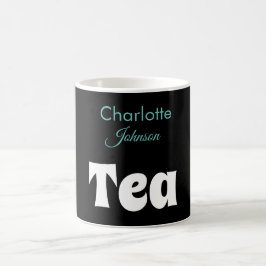 Tea | Naam Blauwgroen stijlvolle zwarte typografie Koffiemok