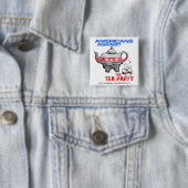 TEA PARTIJ ELEPHANT WORDT BAGGED! VIERKANTE BUTTON 5,1 CM (In situ)