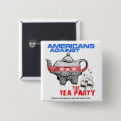 TEA PARTIJ ELEPHANT WORDT BAGGED! VIERKANTE BUTTON 5,1 CM (Voorkant /achterkant)