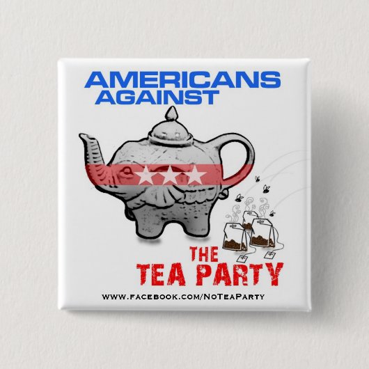 TEA PARTIJ ELEPHANT WORDT BAGGED! VIERKANTE BUTTON 5,1 CM (Voorkant)