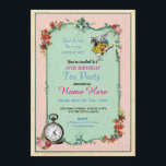 Tea Party 18th Birthday Alice in Wonderland Invite Kaart<br><div class="desc">Elegant floral Alice in Wonderland Tea Party Invitation. Ideaal voor een feestdag,  Vrijgezellenfeest,  Bacherlorette Party,  Hen Party,  enzovoort. VERANDERT ALLEMAAL DE TEKST OM UW PARTIJ AAN TE PASSEN. Afdruk achteraan inbegrepen.</div>