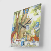 Tea Party 1 Vierkante Klok (Hoek)