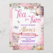 Tea Party 2e verjaardag, Tea Time Party Kaart (Voorkant / Achterkant)