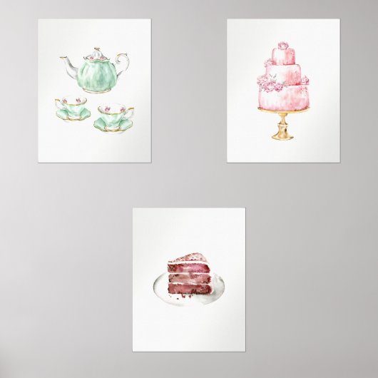 Tea Party 3 Print Wall Art Set (Voorkant)