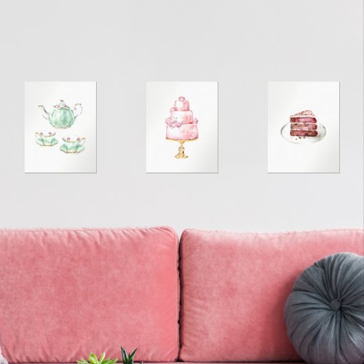 Tea Party 3 Print Wall Art Set (Woonkamer)