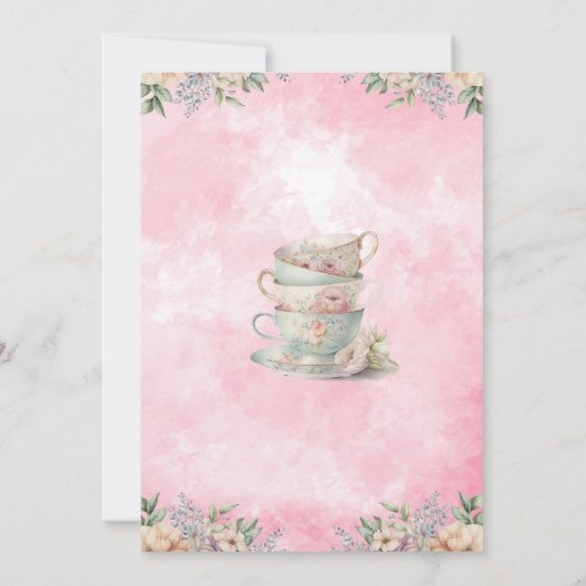 Tea Party 5e 6e 7e 8e verjaardag, Tea Party Kaart (Achterkant)