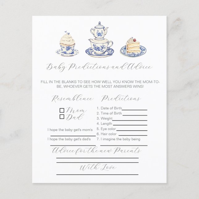 Tea party advies voor nieuwe ouders spel. (Voorkant)