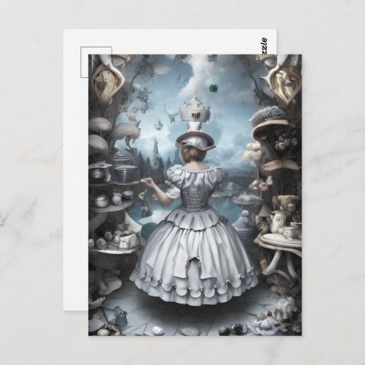 Tea Party Alice in Wonderland Fantasy AI Art Briefkaart (Voorkant / Achterkant)