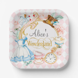 Tea party alice in wonderland girl papieren bordje