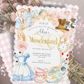 Tea party Alice in wonderland roze meisje op mijn  Kaart