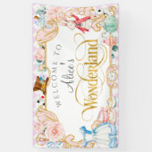 Tea party Alice in wonderland, verjaardagsfeest Spandoek (Verticaal)