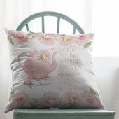 Tea Party Baby Girl Geboortestatistieken Bloemenwi Kussen