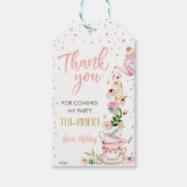 Tea Party Baby is Brouwen Meisje Roze Baby shower Cadeaulabel (Voorkant)