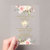 Tea Party Baby shower Acryluitnodiging Acryl Uitnodigingen (Insitu (Draagbaar))
