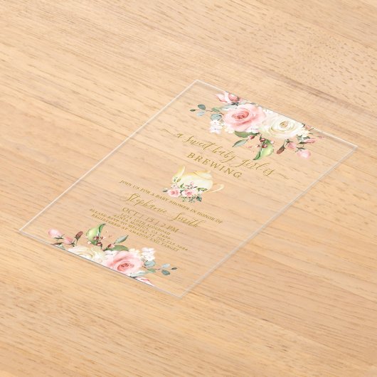 Tea Party Baby shower Acryluitnodiging Acryl Uitnodigingen (Laagn)