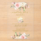 Tea Party Baby shower Acryluitnodiging Acryl Uitnodigingen (Voorkant)