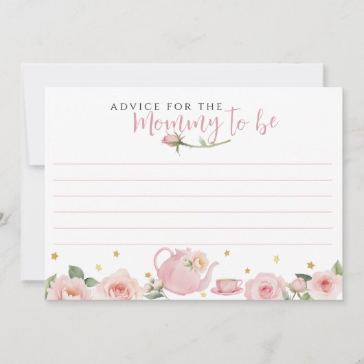 Tea Party Baby shower advies voor de mama-to-be Notitiekaartje (Voorkant)