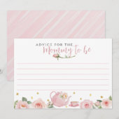 Tea Party Baby shower advies voor de mama-to-be Notitiekaartje (Voorkant / Achterkant)